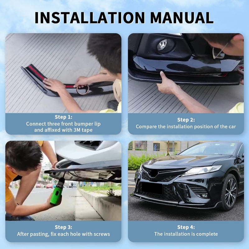 Archaic Front Bumper Lip Spoiler Compatible for 2018 2019 2020 Toyota Camry Sport [SE,XSE,TRD,SE Nightshade], Splitter Under Chin Spoiler Body Kit Camry Accessories - Image 4
